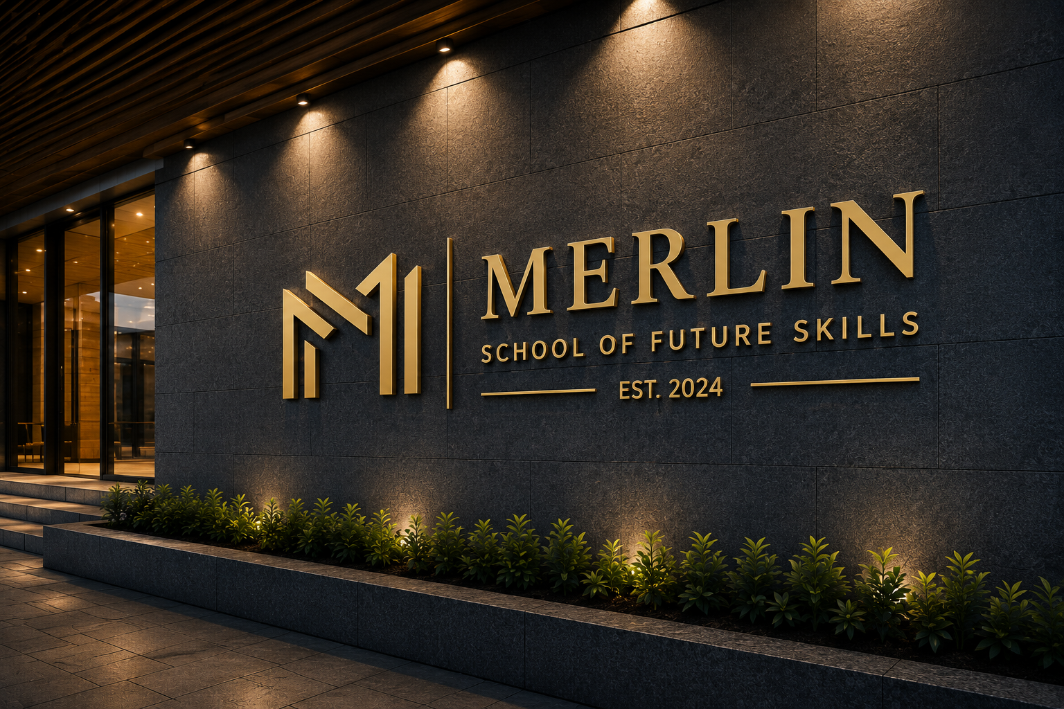 Merlin School of Future Skills building signage